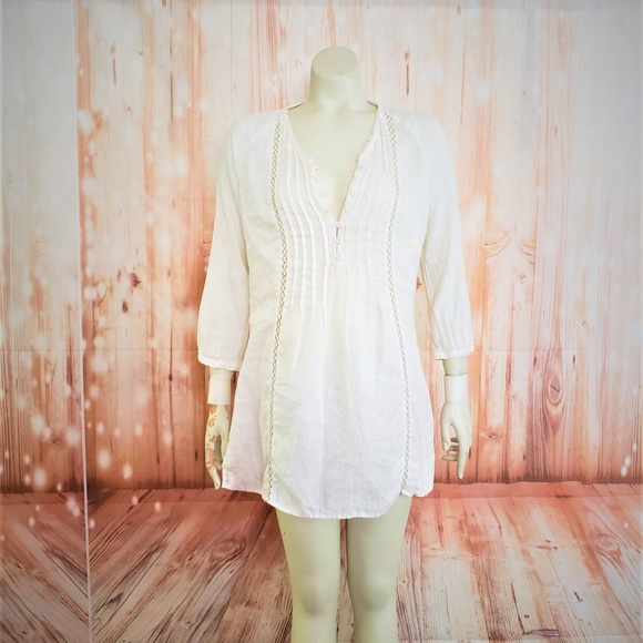 MALVIN HAMBURG GERMANY I LOVE LINEN WHITE TUNIC SM - Picture 1 of 7